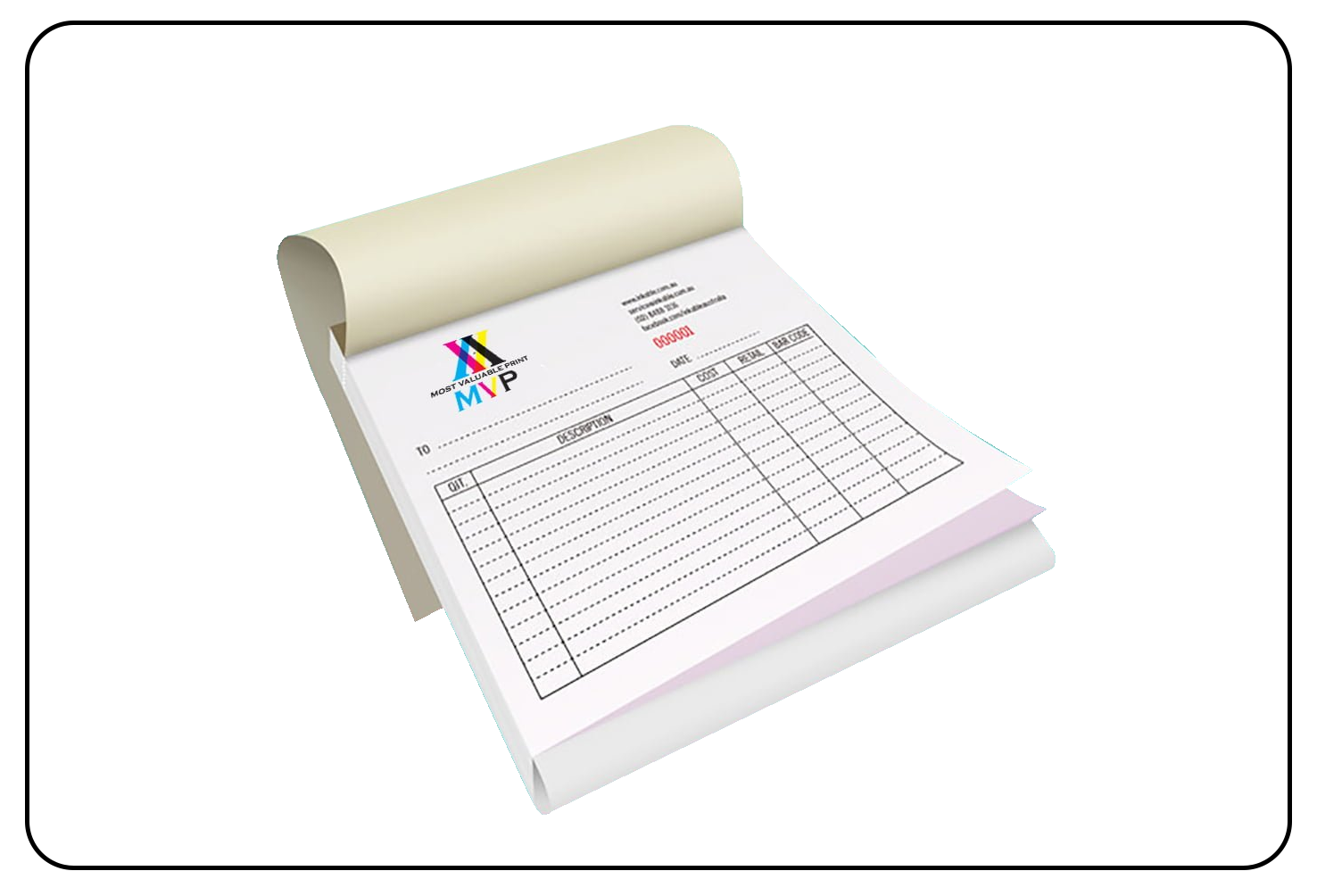 Custom bill book design for organized record-keeping.