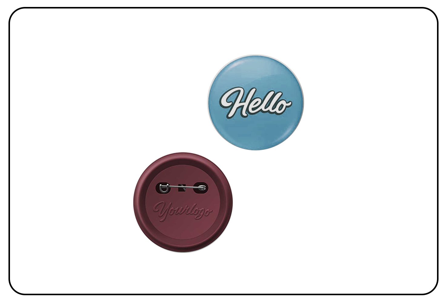 Custom button pin for expressive accessories.