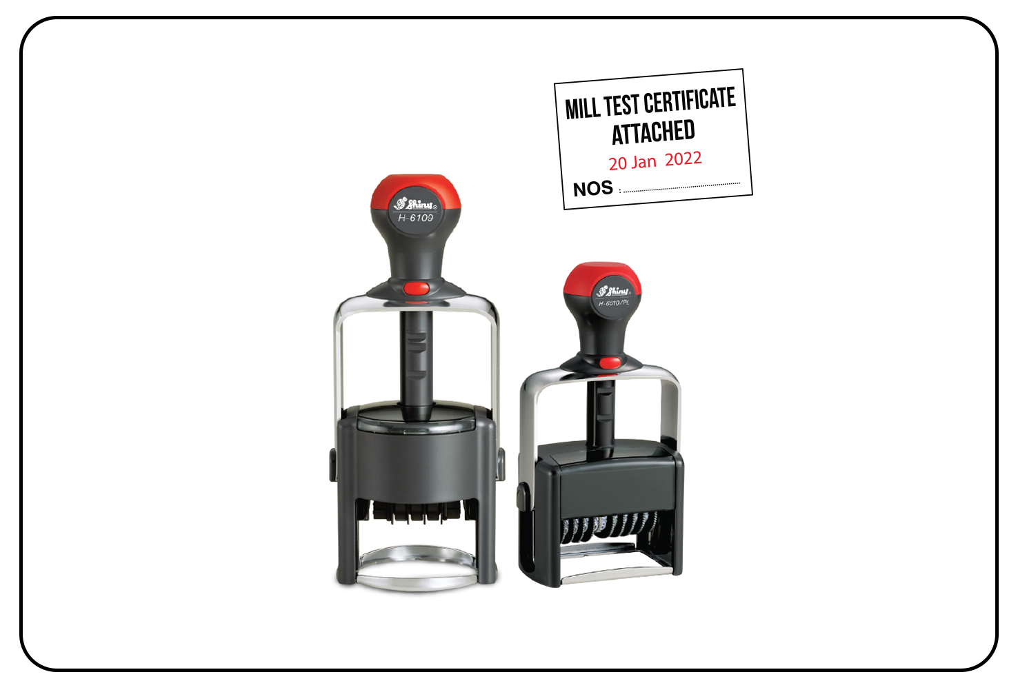 Durable heavy-duty self-inking stamp for high-volume tasks.
