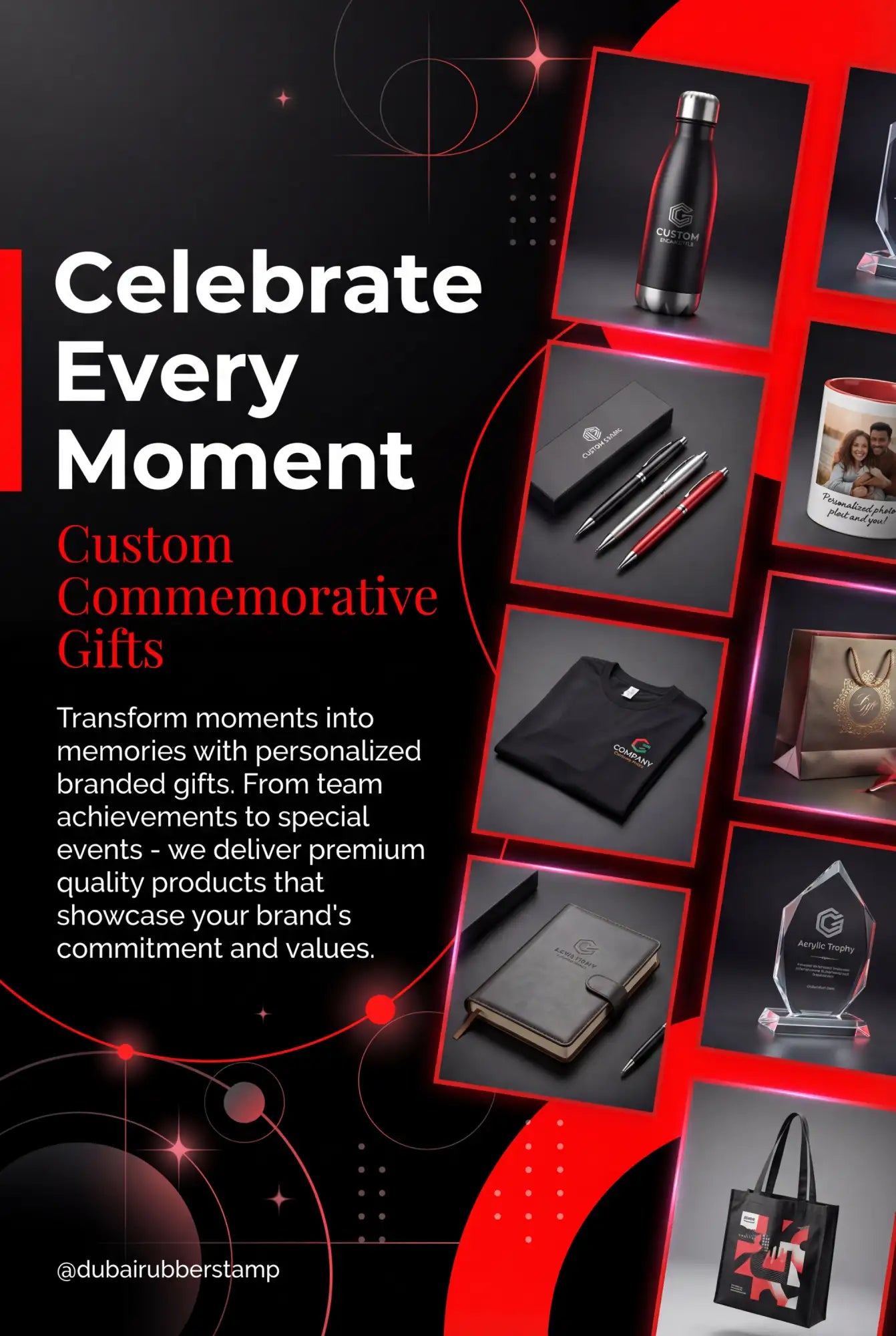 Black insulated water bottle with silver metallic cap and red accent stripe