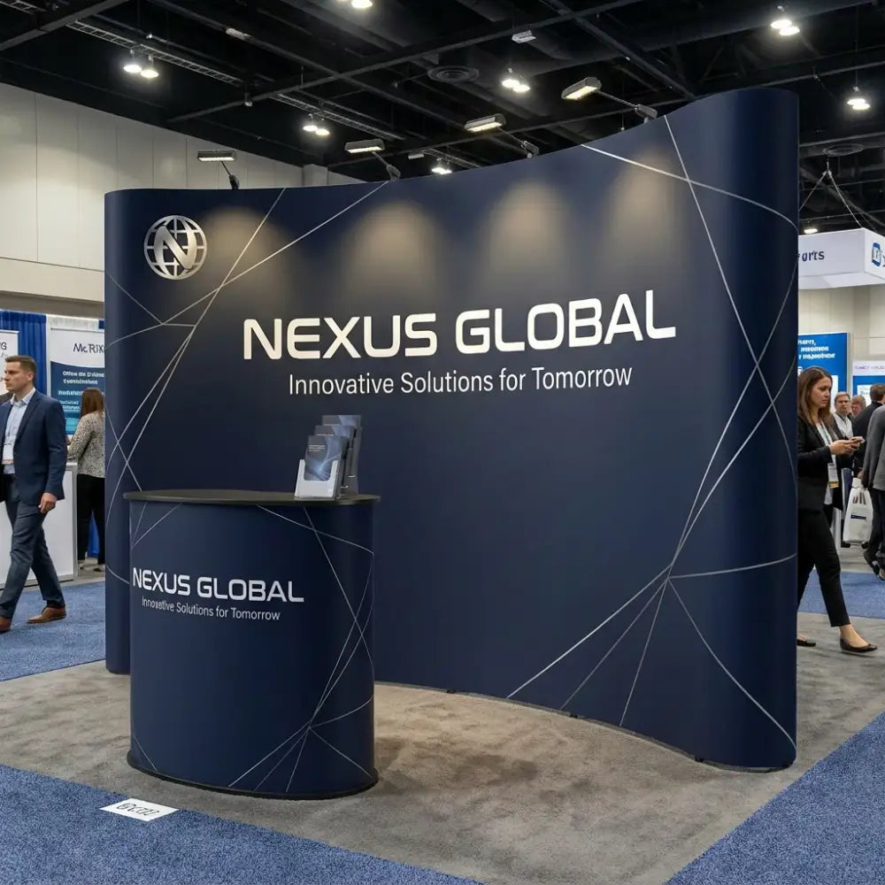 Nexus Global booth at a convention with people around
