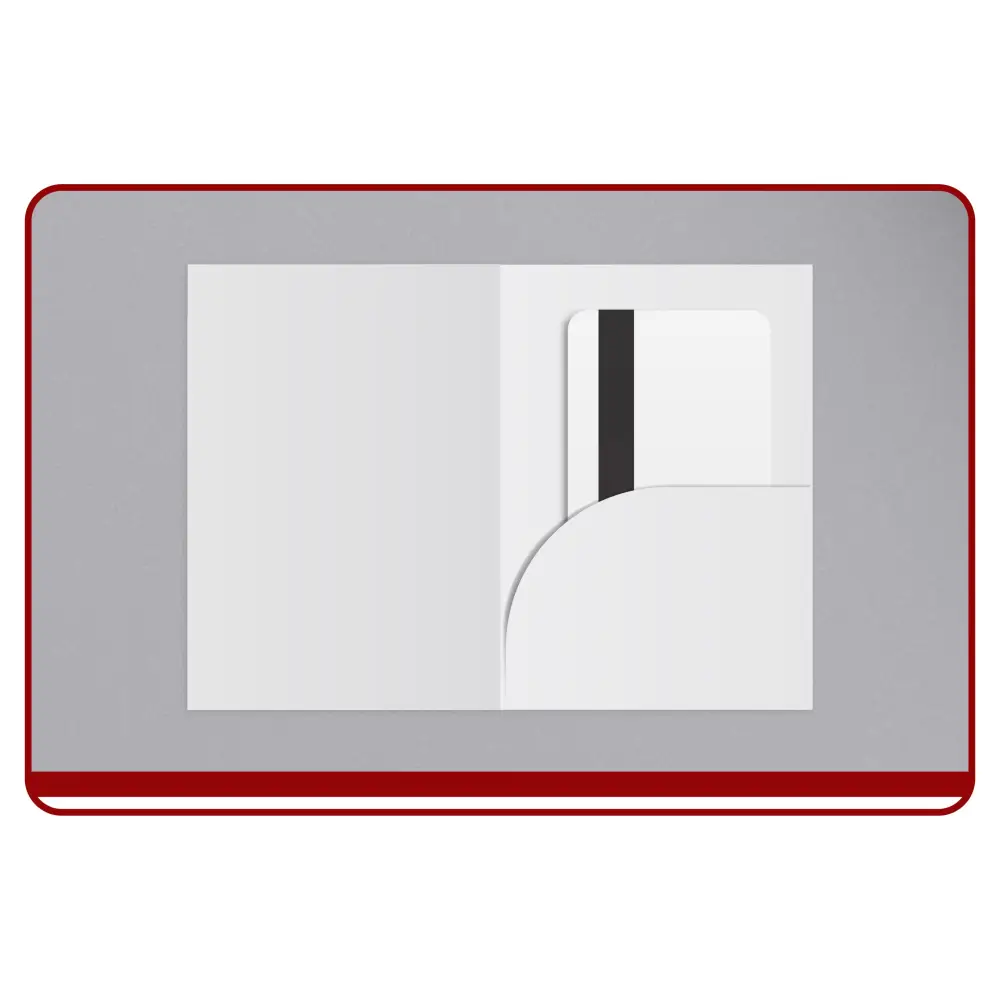 White rectangular object with a black stripe on a gray background