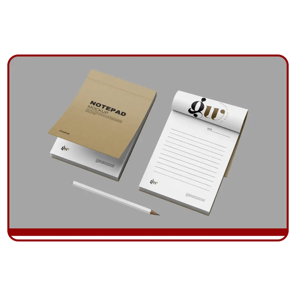 Set of notebooks and a pencil on a gray background