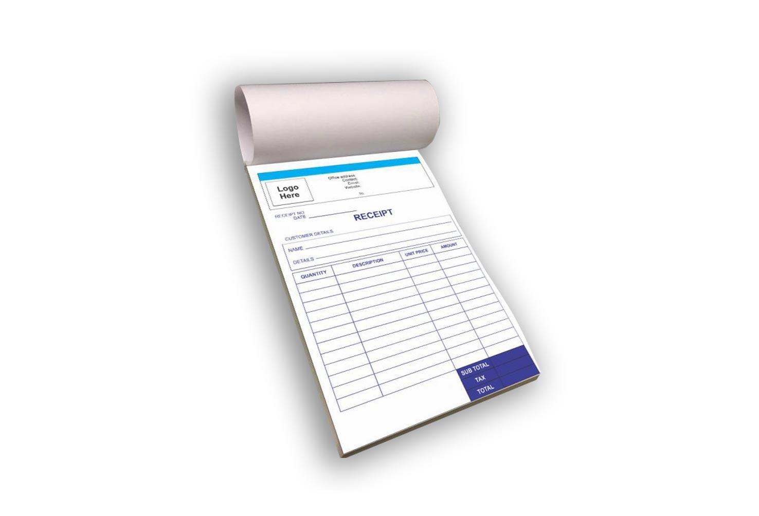 Receipt bill book printing