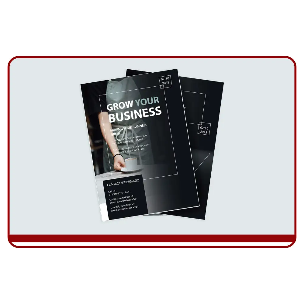 Two business brochures titled 'Grow Your Business' on a light gray background.