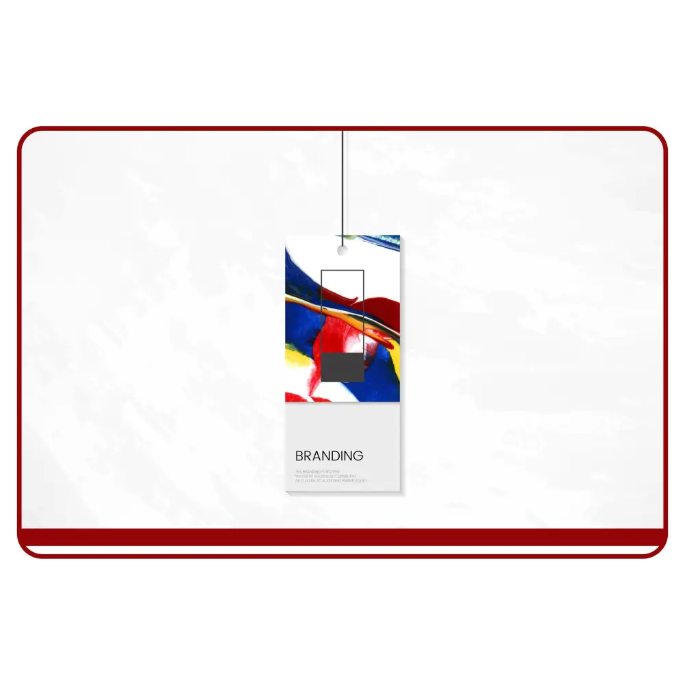 Colorful product packaging with a brand tag on a white background