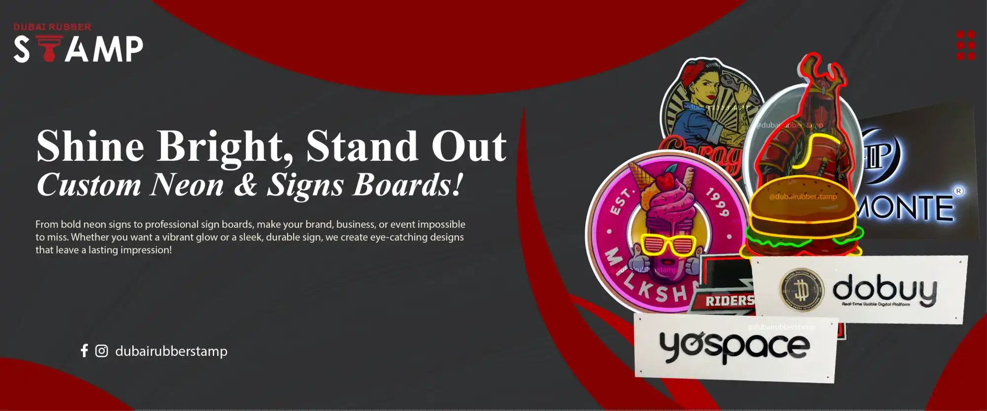 Custom neon and sign boards.