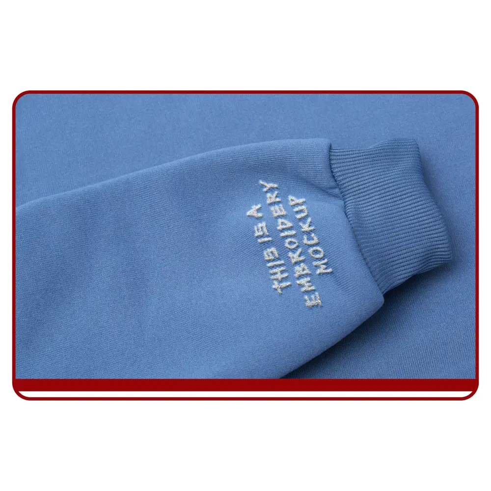 Gray sweatshirt mockup with 'MOCKUP SWEATSHIRT' text on a plain background