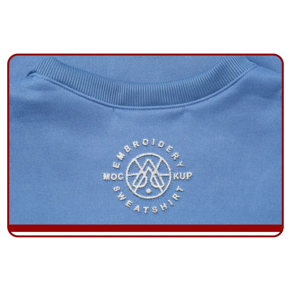 Gray sweatshirt with embroidered text on a white background