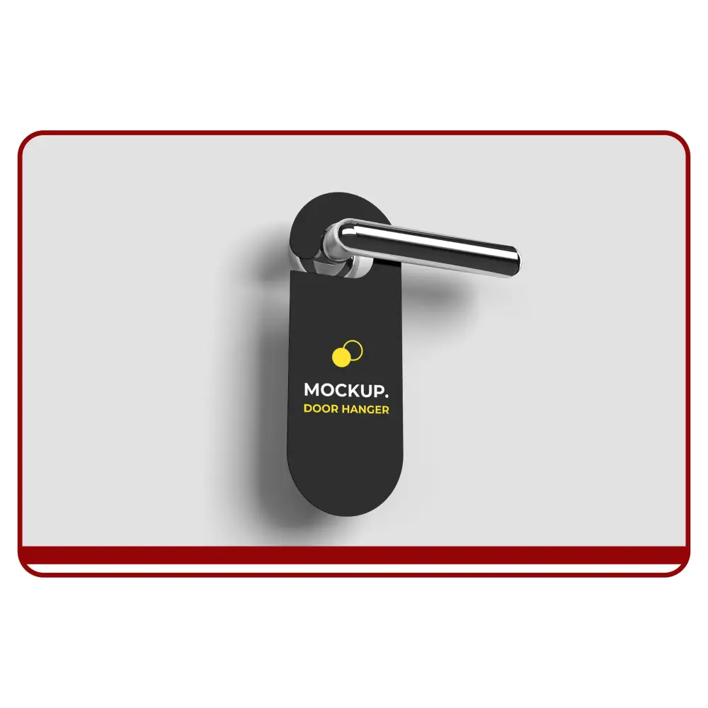 Black door hanger with a handle on a white background