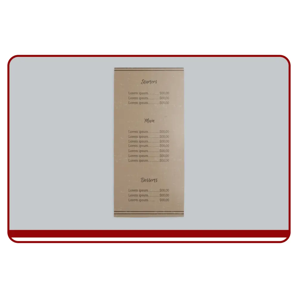 Menu with text on a white background