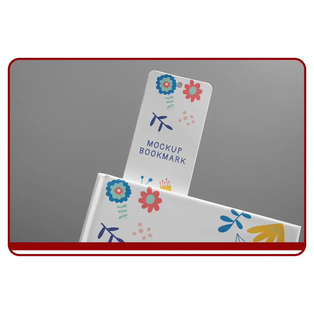 Two colorful bookmarks with floral designs on a gray background