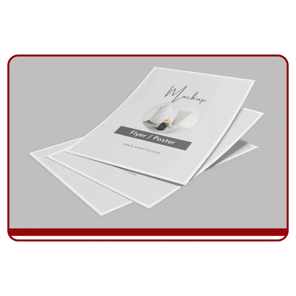 White flyer or poster mockup on a gray background