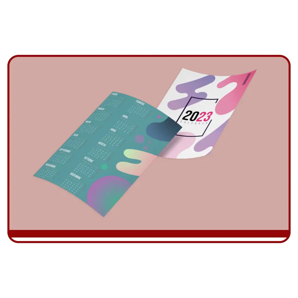 Two colorful planners with '2023' on a pink background