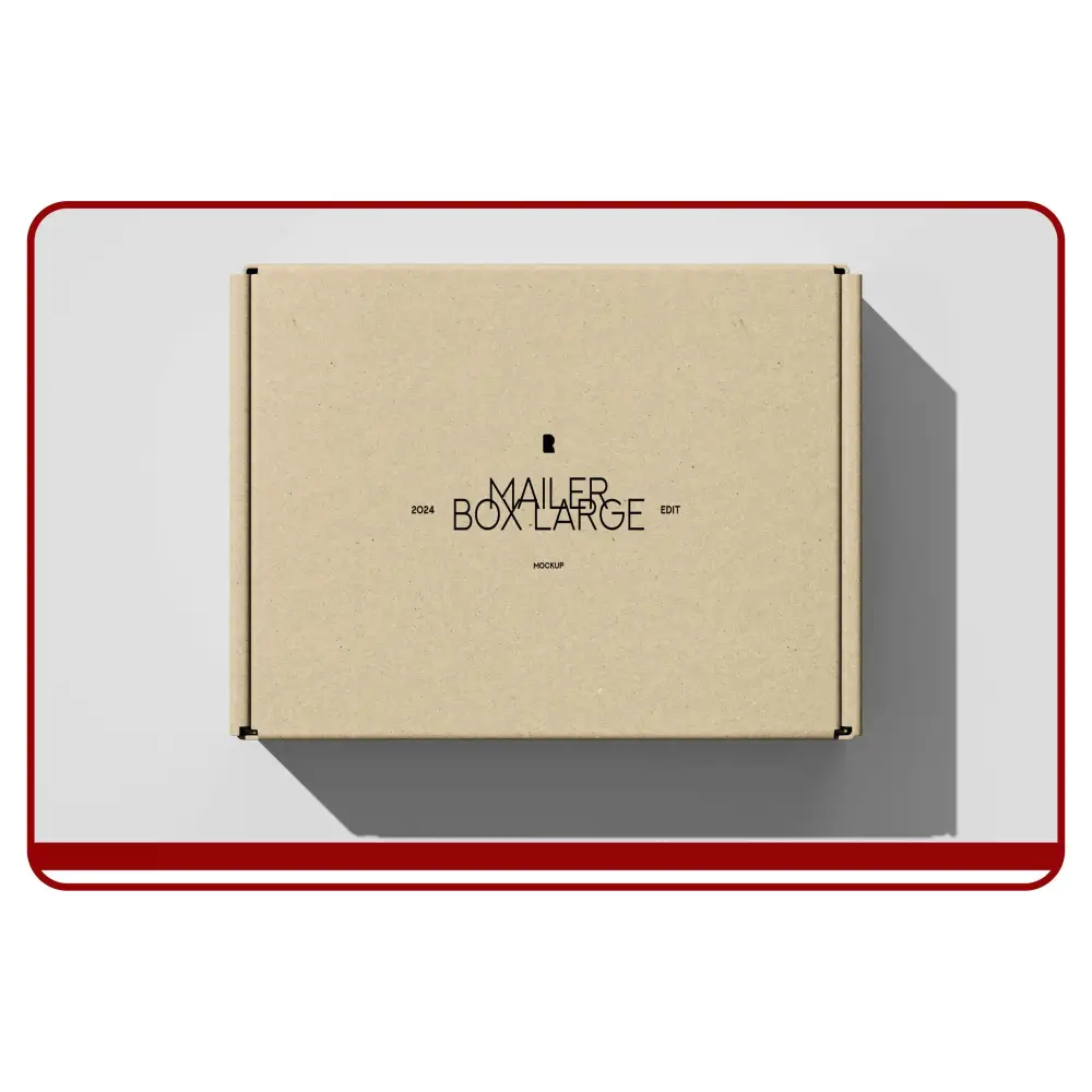 Large cardboard mailer box on a white background