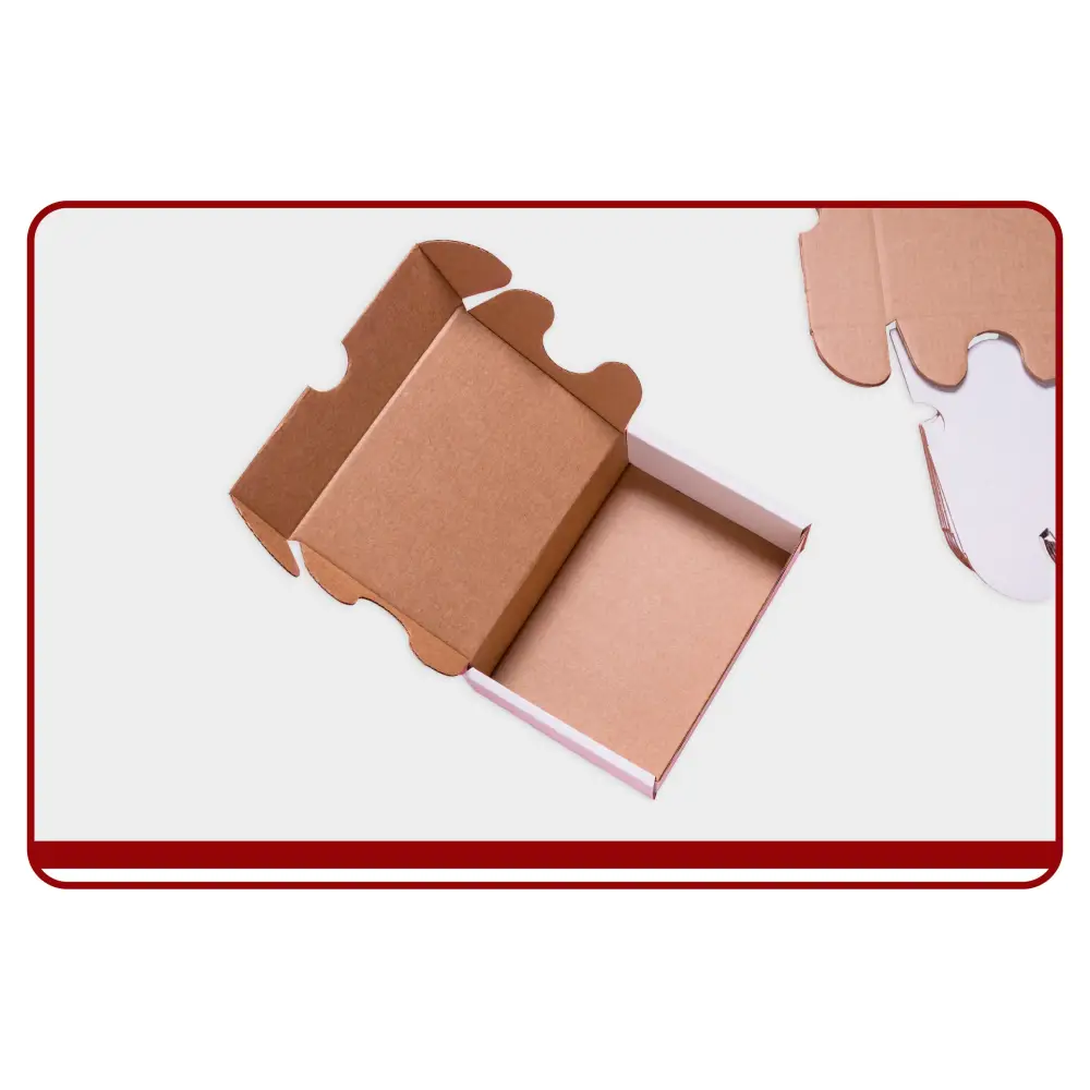 Cardboard box with a white interior on a white background