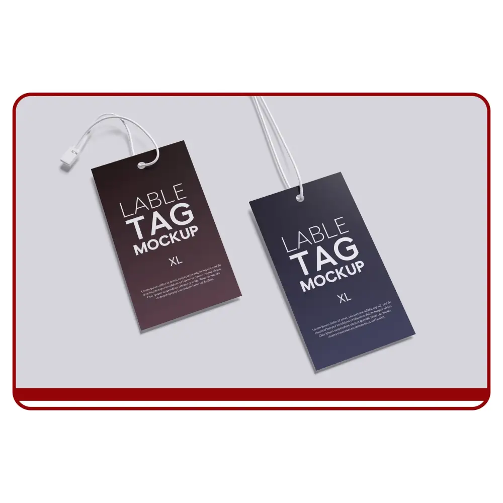 Two label tag mockups with 'Lable Tag Mockup XL' text on a light gray background.
