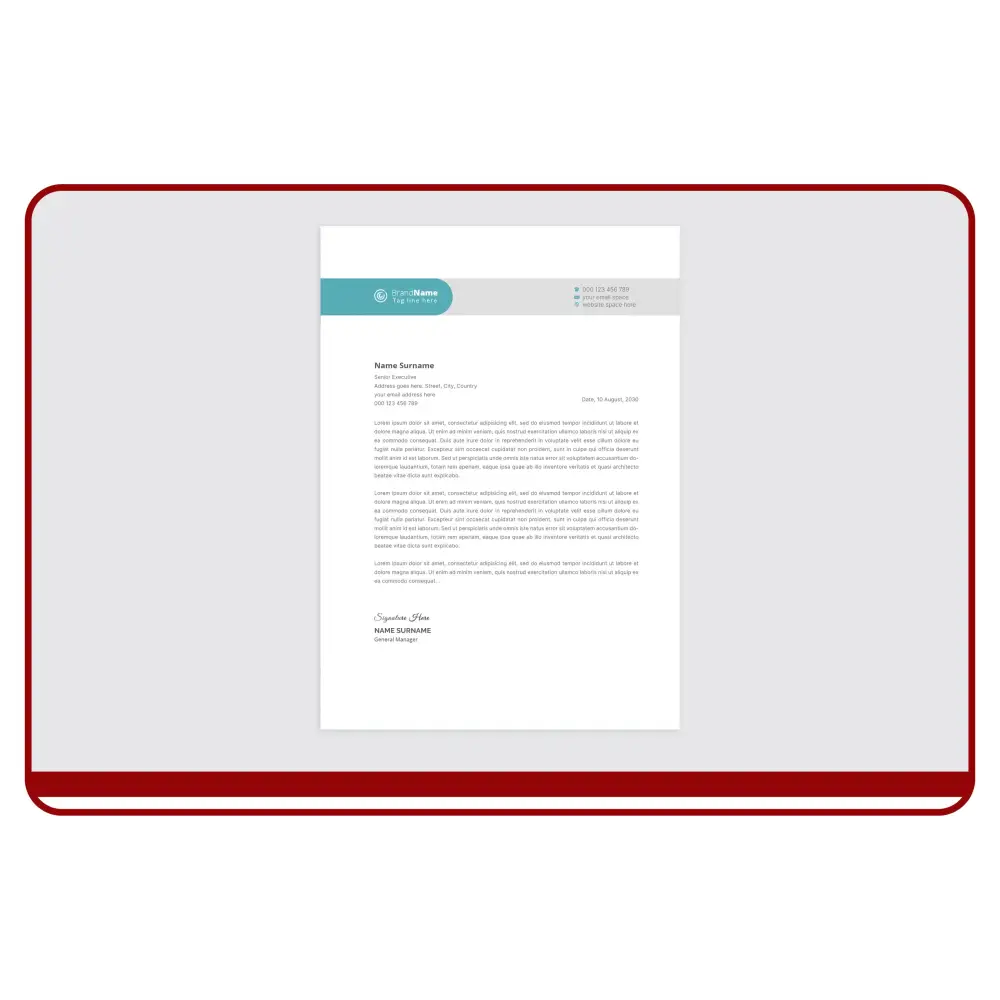 Document on a digital screen with a red border