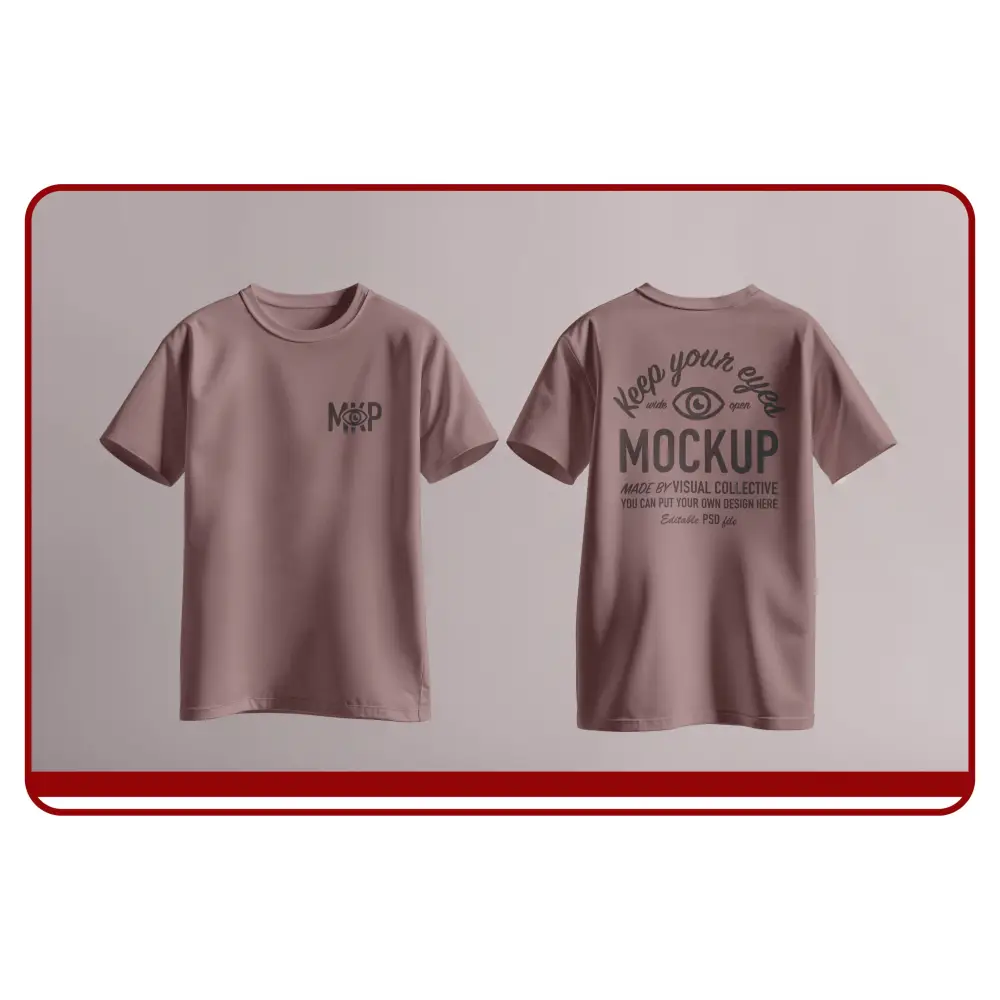 Pink t-shirt with text and logo on a plain background