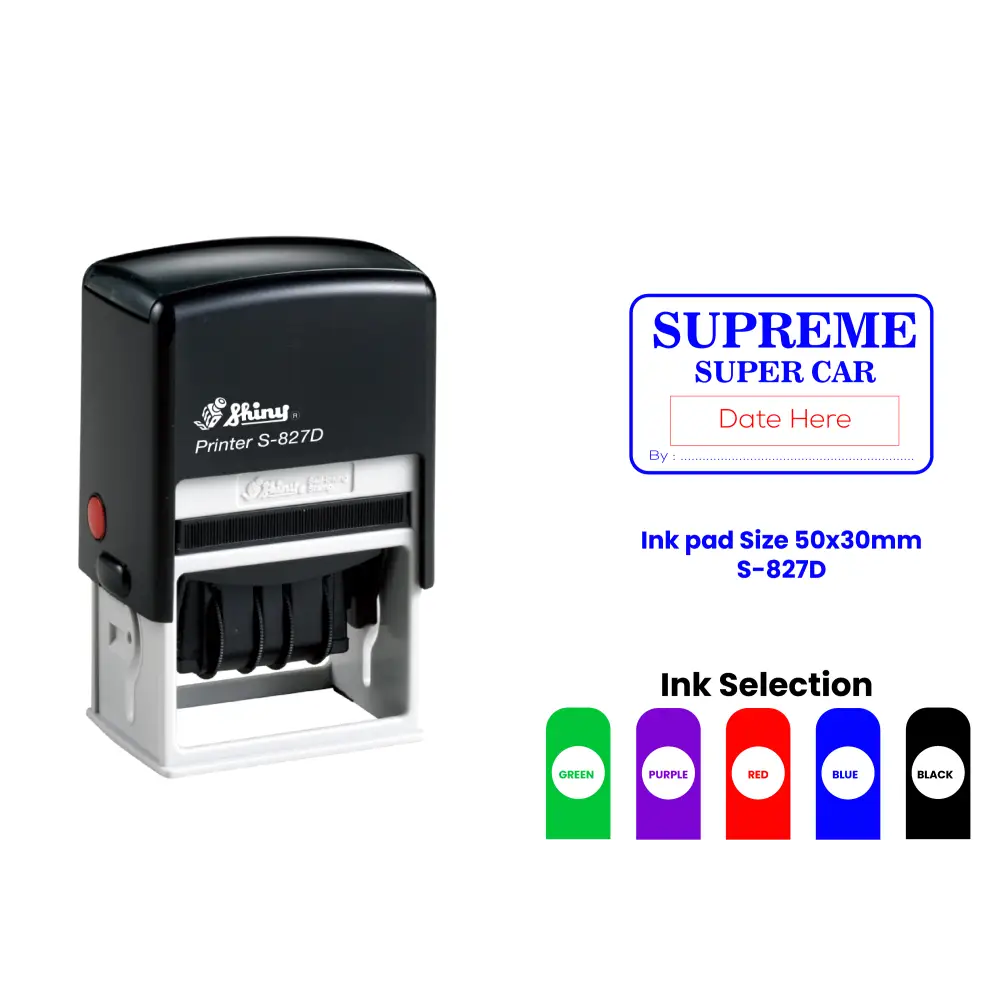S-827D Self-Inking Date Rubber Stamp