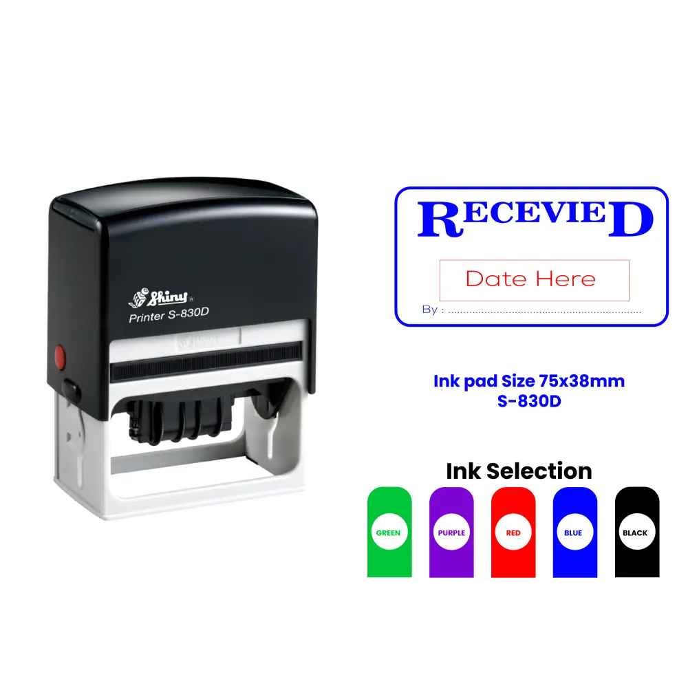 S-830D Self-Inking Date Rubber Stamp