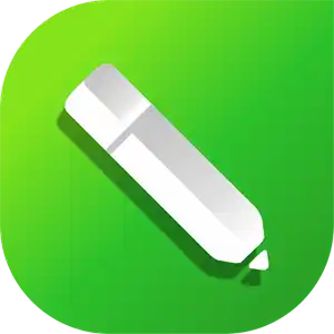 White pencil icon on a green circular background.